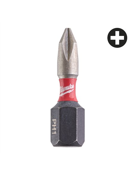 Biți PH pentru șurubelnițe SHOCKWAVE IMPACT DUTY - Milwaukee - Shockwave PH1 x 25 mm - 2 pcs - cod 4932430850