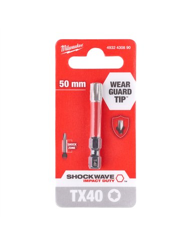 Biți TX pentru șurubelnițe SHOCKWAVE IMPACT DUTY - Milwaukee - Shockwave TX40 x 50 mm - 1 pc - cod 4932430890