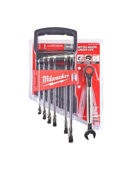 Seturi chei combinate cu clichet MAX BITE - Milwaukee - 7 pc Maxbite Ratchet Metric Combination Spanner Set - 1 pc - cod 493246