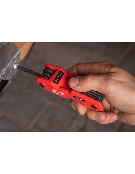 Set pliabil imbusuri - Milwaukee - 9 pc Imperial Folding Hex Key Set - cod 4932493614