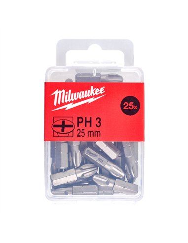 Biți PH - Milwaukee - PH 3 x 25 mm - 25 pcs - cod 4932399588