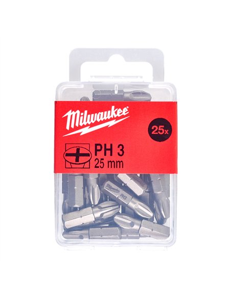Biți PH - Milwaukee - PH 3 x 25 mm - 25 pcs - cod 4932399588