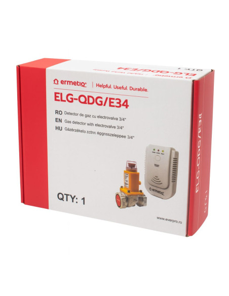 Set detector gaz cu electrovalvă 1/2" – Ermetiq – 220V, 9-12V