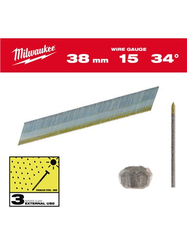 Cuie inox 15G, 34, 38mm, 2.500 bucăți [4932492579] 