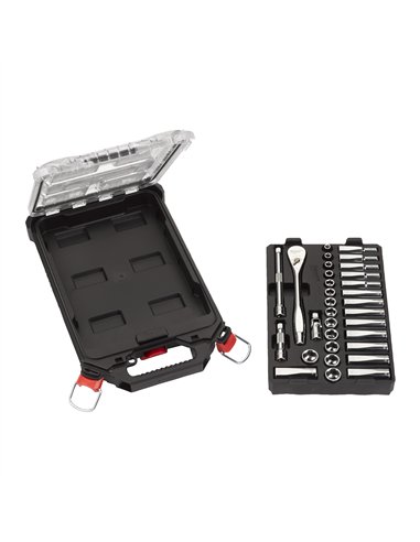 Set antrenor cu clichet și chei tubulare în inserție de spumă și cutie PACKOUT, 3/8, 32 bucăți [4932478813] 