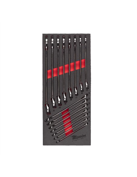 Set de chei combinate cu clichet MAX BITE în inserție de spumă, 15 bucăți [4932479827] 