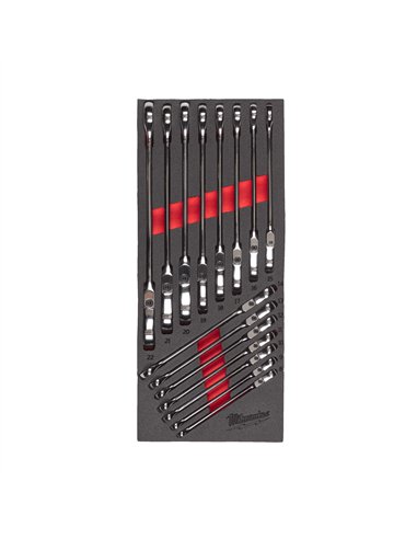 Set de chei combinate MAX BITE cu cap pivotant în inserție de spumă, 15 bucăți [4932479829] 