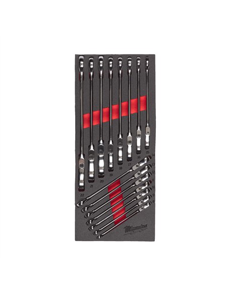 Set de chei combinate MAX BITE cu cap pivotant în inserție de spumă, 15 bucăți [4932479829] 