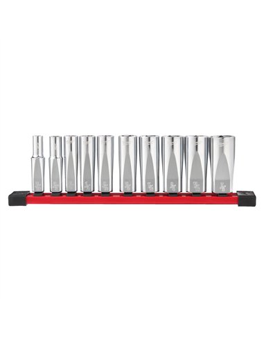 Set 10 bucăți chei tubulare lungi cromate 3/8˝ sistem imperial [4932492510] 