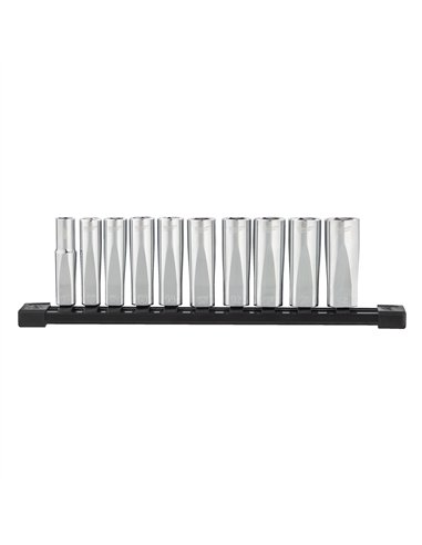 Set 10 bucăți chei tubulare lungi cromate 3/8˝ sistem metric [4932492509] 