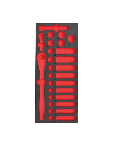 Inserție spumă goală, 28 buc antrenor cu clichet și tubulare 1/2" [4932493664] 