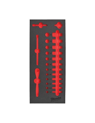 Inserție spumă goală, 28 buc antrenor cu clichet și tubulare 1/4" [4932493662] 