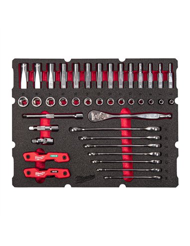 Inserție spumă Packout, 39 buc chei combinate, chei combinate cu clichet 3/8" [4932493640] 