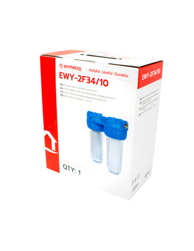 Filtru apa dublu cu sita/carbune 2x3/4"x10"