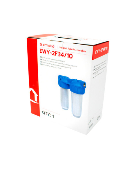 Filtru apa dublu cu sita/carbune 2x3/4"x10"