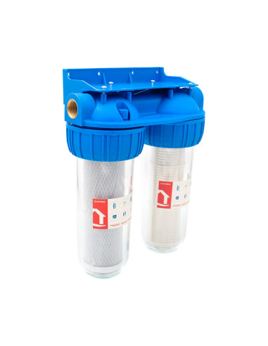 Filtru apa dublu cu sita/carbune 2x1"x10"
