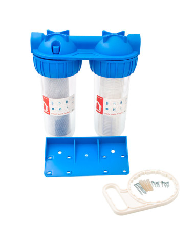 Filtru apa dublu cu sita/carbune 2x1"x10"