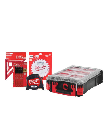 Set scule de mana Wood Working in cutie PACKOUT  8buc - Milwaukee - Promo Wood Working Set 8pc - cod 4932493287