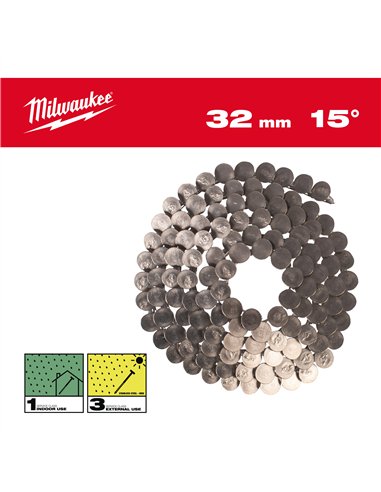 Cuie rolă - Milwaukee - 15° RH 3.05 x 32 mm / RS / Inox-2160 - cod 4932499328