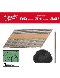 Cuie pentru pistol, 34°, cap D - Milwaukee - 34° D-Head 90 mm / SS / B / SC1 - 2.200 pc - cod 4932492598