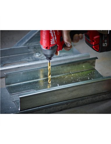 RED HEX - Burghie SHOCKWAVE HSS-Ground Titan pentru metal - Milwaukee - Shockwave HSS-G TiN Red Hex 9 mm - 1 buc - cod 48894721