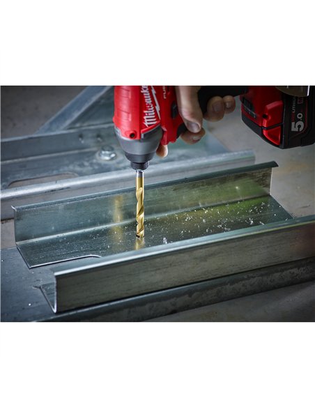 RED HEX - Burghie SHOCKWAVE HSS-Ground Titan pentru metal - Milwaukee - Shockwave HSS-G TiN Red Hex 9 mm - 1 buc - cod 48894721