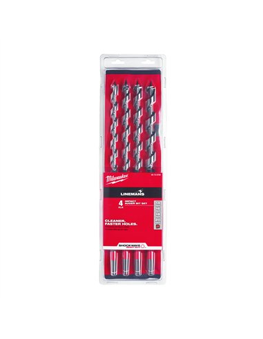 Burghie sfredel cu impact, pentru lemn / seturi - Milwaukee - IAD Set - 4 buc - cod 48136780