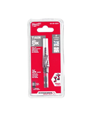 Burghie în trepte SHOCKWAVE IMPACT DUTY - Milwaukee - ShW 4 to 12 mm, 1 mm steps - 1 buc - cod 48899261