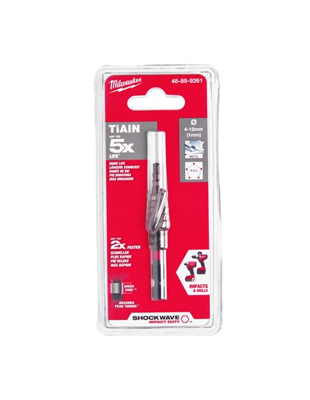 Burghie în trepte SHOCKWAVE IMPACT DUTY - Milwaukee - ShW 4 to 12 mm, 1 mm steps - 1 buc - cod 48899261