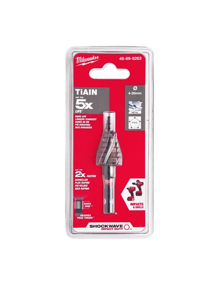 Burghie în trepte SHOCKWAVE IMPACT DUTY - Milwaukee - ShW 4 to 20 mm - 1 buc - cod 48899263