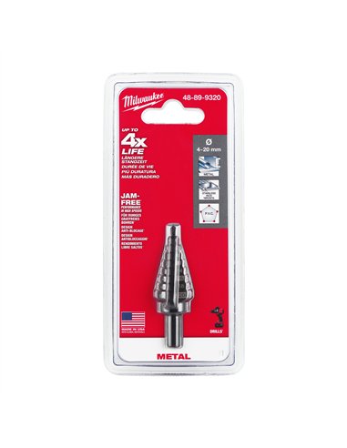 Burghie în trepte - Milwaukee - 4 to 20 mm, 2 mm steps - 1 buc - cod 48899320