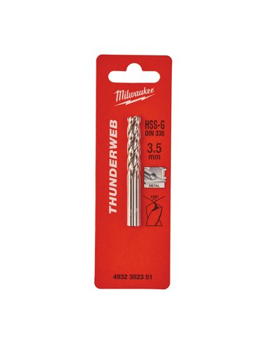 THUNDERWEB - Burghie metal HSS Ground - DIN338 - Milwaukee - TW 3.5 x 70 - 2 buc - cod 4932352351