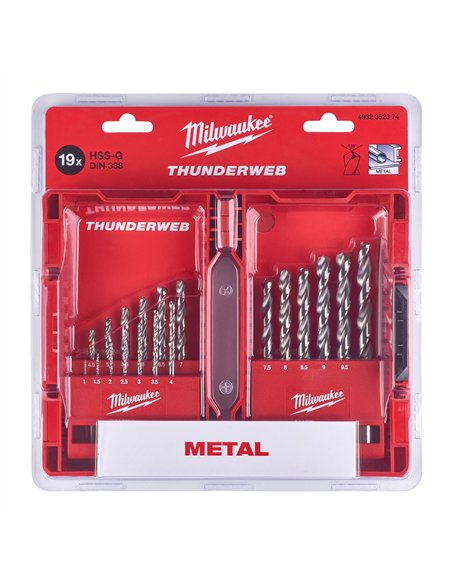 Burghie metal THUNDERWEB - DIN 338 - casete - Milwaukee - TW Set (DIN 338) - 19 buc - cod 4932352374