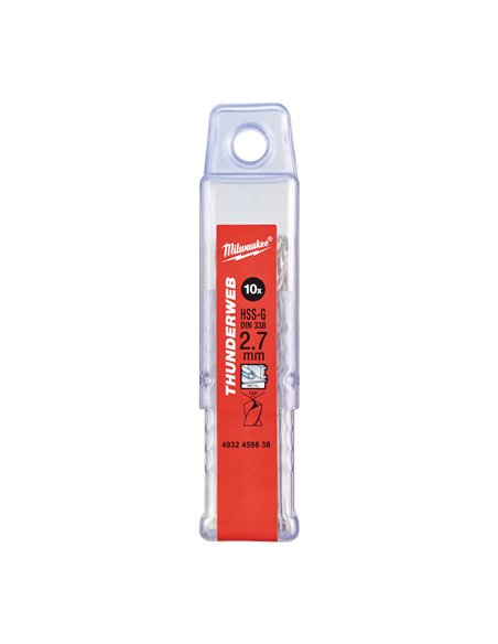 THUNDERWEB - Burghie metal HSS Ground - DIN338 - Milwaukee - TW 2.7 x 61 - 10 buc - cod 4932459838