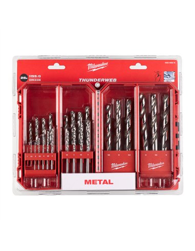 THUNDERWEB - Burghie metal HSS Ground - DIN338 - Milwaukee - HSS-G Thunderweb Set - 25 buc - cod 4932493870