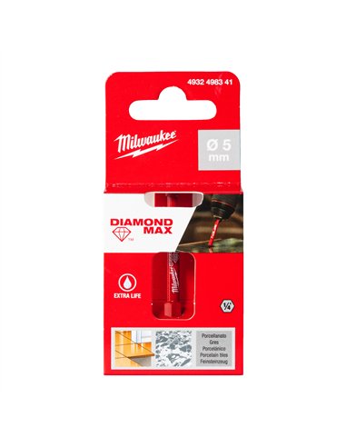 Burghie DIAMOND MAX 1/4 " pentru găurire umedă - Milwaukee - 5 mm 1/4" Hex - cod 4932498341