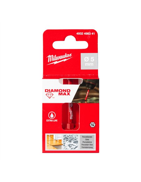 Burghie DIAMOND MAX 1/4 " pentru găurire umedă - Milwaukee - 5 mm 1/4" Hex - cod 4932498341