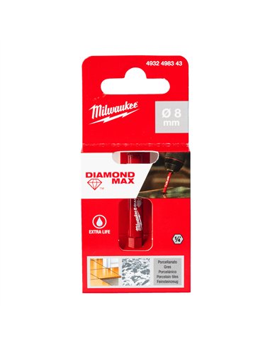 Burghie DIAMOND MAX 1/4 " pentru găurire umedă - Milwaukee - 8 mm 1/4" Hex - cod 4932498343