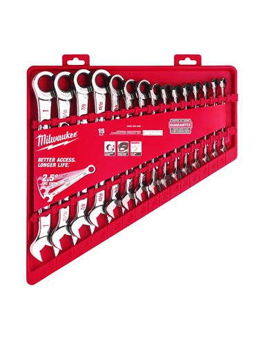 Seturi chei combinate cu clichet MAX BITE - Milwaukee - 15 pc Maxbite Ratchet Imperial Combination Spanner Set - 1 pc - cod 493