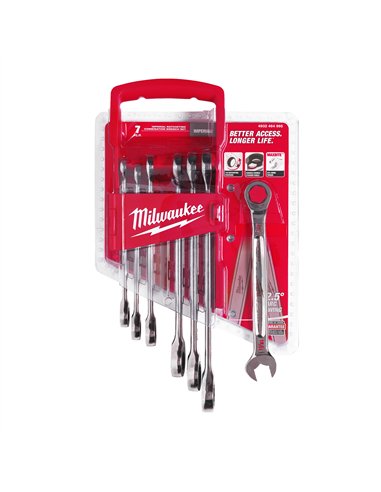 Seturi chei combinate cu clichet MAX BITE - Milwaukee - 7 pc Maxbite Ratchet Imperial Combination Spanner Set - 1 pc - cod 4932