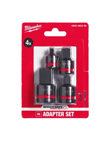Set adaptor ½" SHOCKWAVE IMPACT DUTY - Milwaukee - Impact socket adaptor set-4pc - cod 4932480356