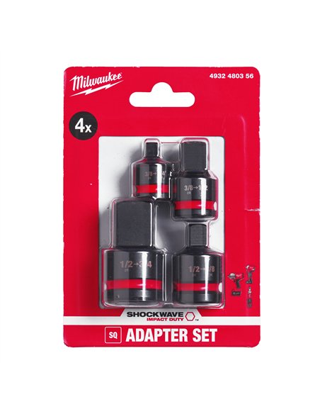 Set adaptor ½" SHOCKWAVE IMPACT DUTY - Milwaukee - Impact socket adaptor set-4pc - cod 4932480356